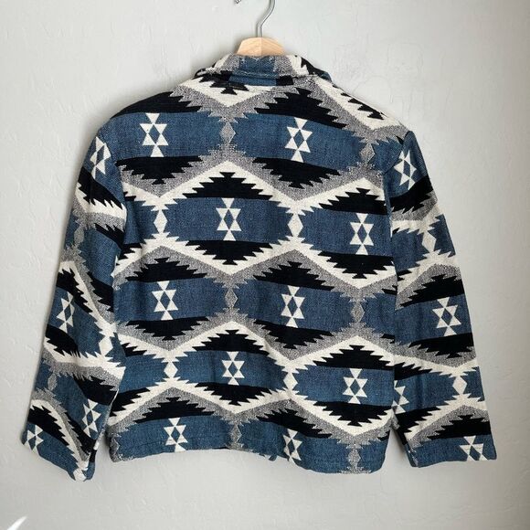 Dress Barn Vintage Southwestern Aztec Native Print Cotton Knit Cropped Blazer - Picture 2 of 7